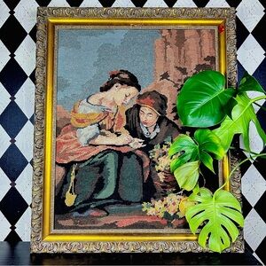 Margot de Paris Murillo Framed Needlepoint 30” Little Fruit Sellers French